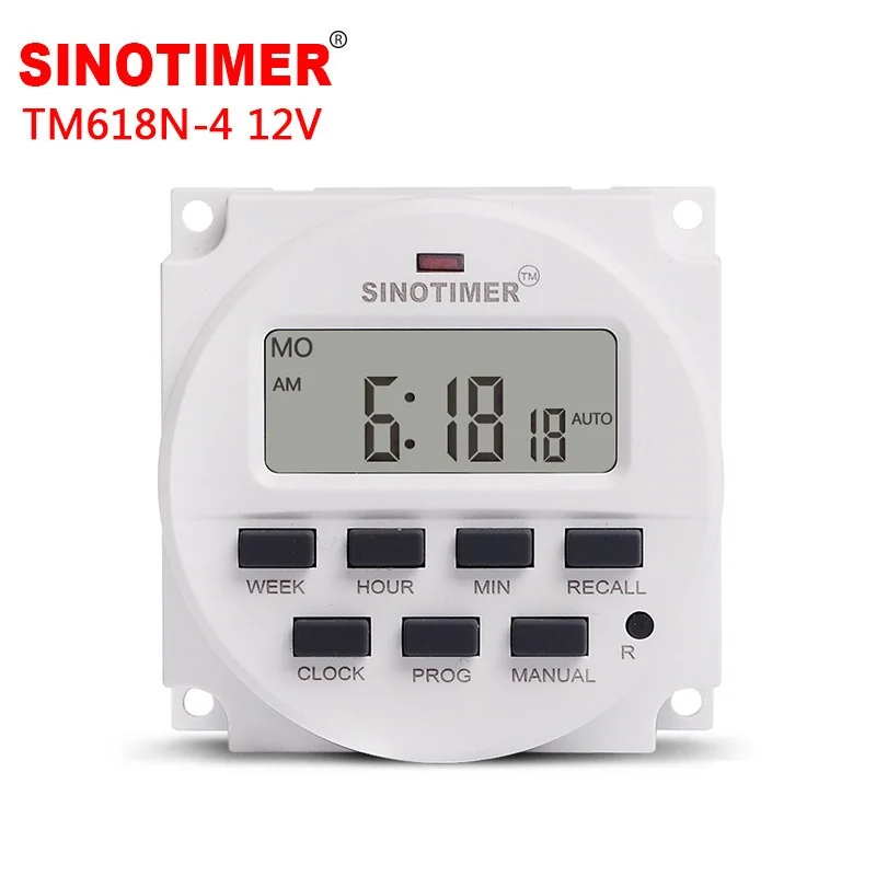 SINOTIMER 15.98 Polegadas LCD Temporizador Digital 12V DC 7 Dias Programável Interruptor Horário TM618N-4 Imagem 1