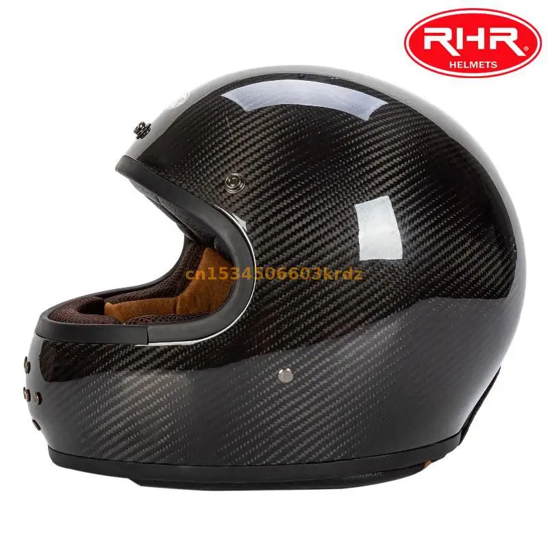 Alta qualidade de FIBRA de CARBONO profissional capacete integral para retro motocicletas, capacetes de protecção para a corrida de karts e Imagem 1