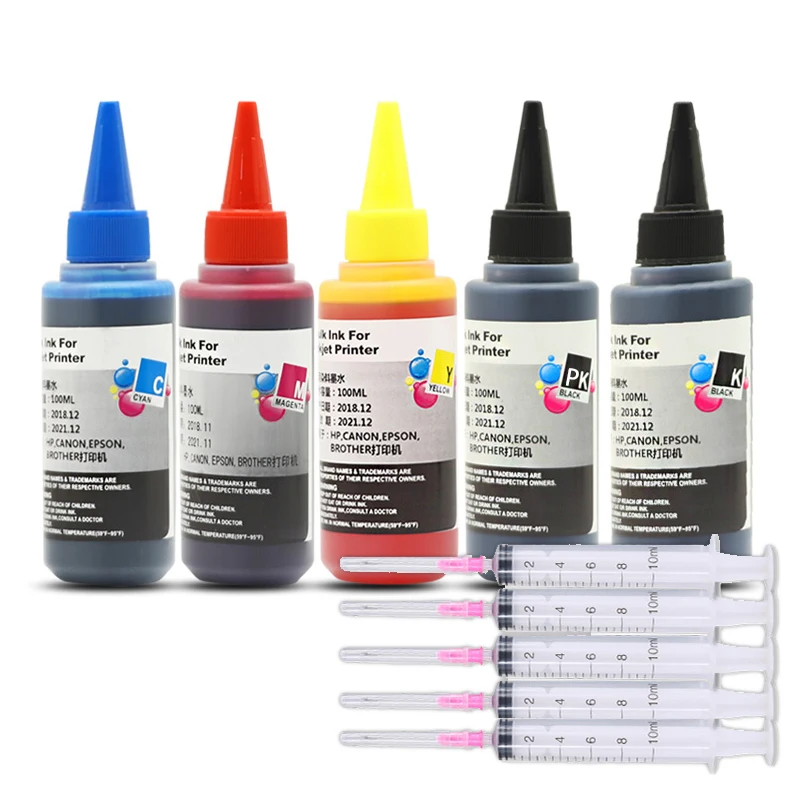Universal 100 ml da Tintura do Reenchimento da Tinta Kit para Epson Canon HP Brother Modelo de Impressora de tinta CISS Tinta Voor inkt Tanque Imagem 4
