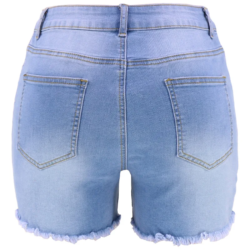 Mulheres Shorts Jeans ummer Novas Senhoras de Cintura Alta Jeans Rasgado Calças Curtas de Moda de Costura Trecho Sexy Rua Hipster Roupas Imagem 3
