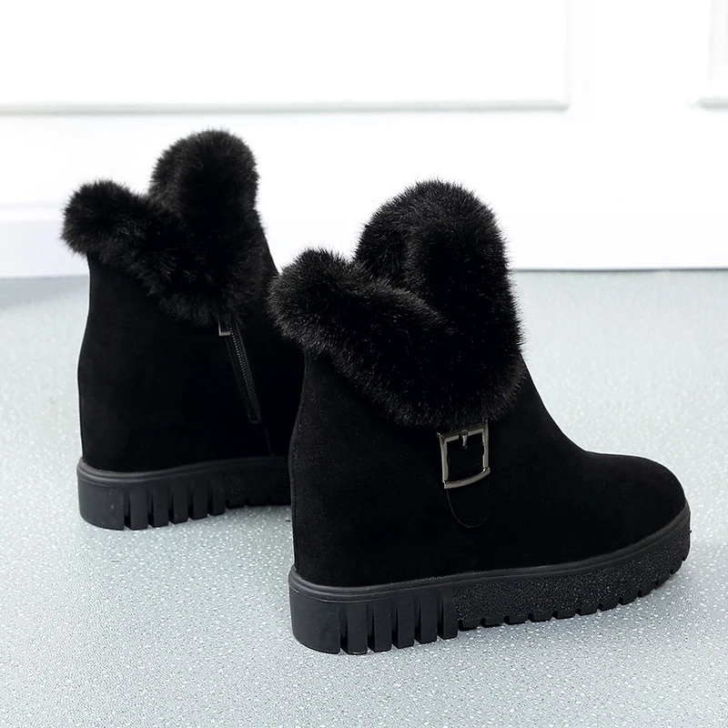 Botas De Neve De Senhoras Sapatos De Mulher Botas De Inverno 2021 Quente Luxuoso Da Pele Sapatos De Inverno Mulheres Ankle Boots Com Zíper Mulheres Sapatos Botas Mujer Imagem 3