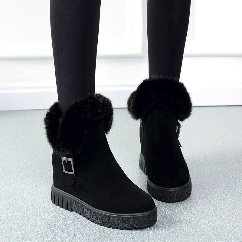 Botas De Neve De Senhoras Sapatos De Mulher Botas De Inverno 2021 Quente Luxuoso Da Pele Sapatos De Inverno Mulheres Ankle Boots Com Zíper Mulheres Sapatos Botas Mujer Imagem 4