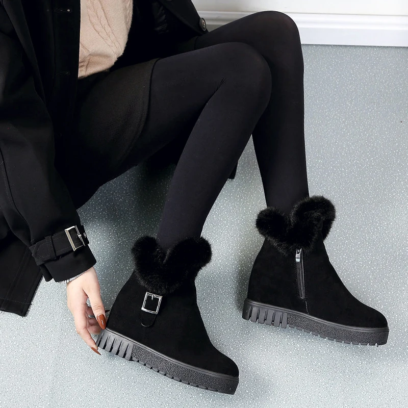 Botas De Neve De Senhoras Sapatos De Mulher Botas De Inverno 2021 Quente Luxuoso Da Pele Sapatos De Inverno Mulheres Ankle Boots Com Zíper Mulheres Sapatos Botas Mujer Imagem 5