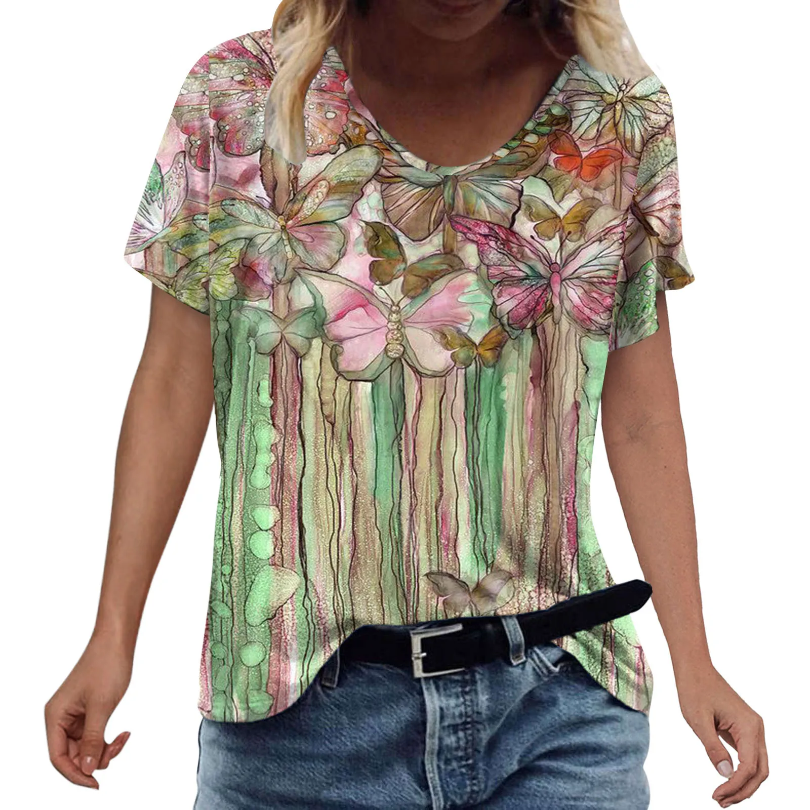 Moda das Mulheres de Verão T-shirt Impresso Manga Curta O Pescoço Camisa Casual Tee Tops Ropa Mujer Verano 2022 Vetement Femme Imagem 3