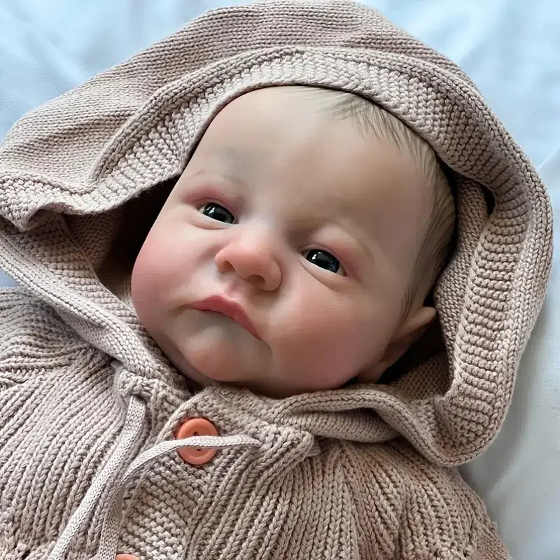 Já Pintou Terminado Reborn Baby Doll, Desperta Bebê Recém-nascido Tamanho 3D Pele Visível Veias de colecionador de Arte Boneca Para o Natal Gi Imagem 3