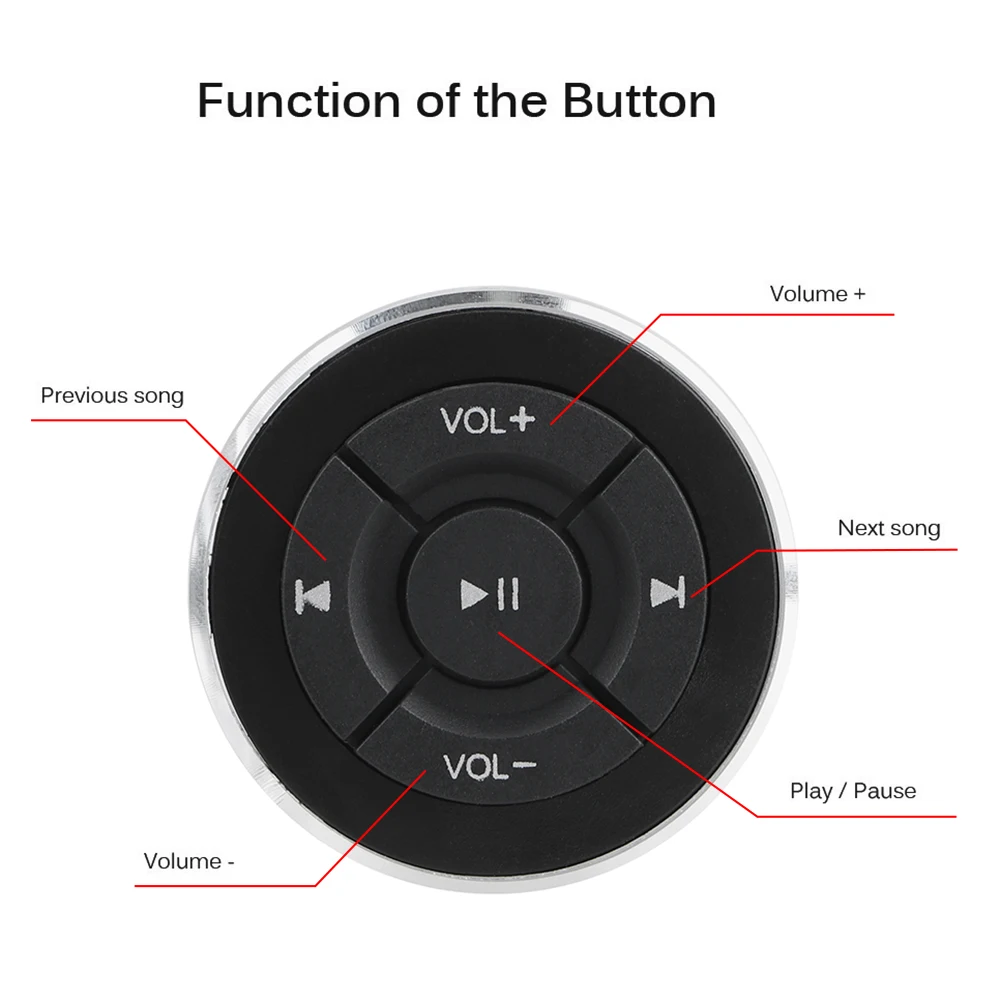 Para IOS, Android Telefone Tablet Motocicleta Bicicleta Bluetooth Media Botão de Volume Carro Volante sem Fio, Controles Remotos Imagem 4