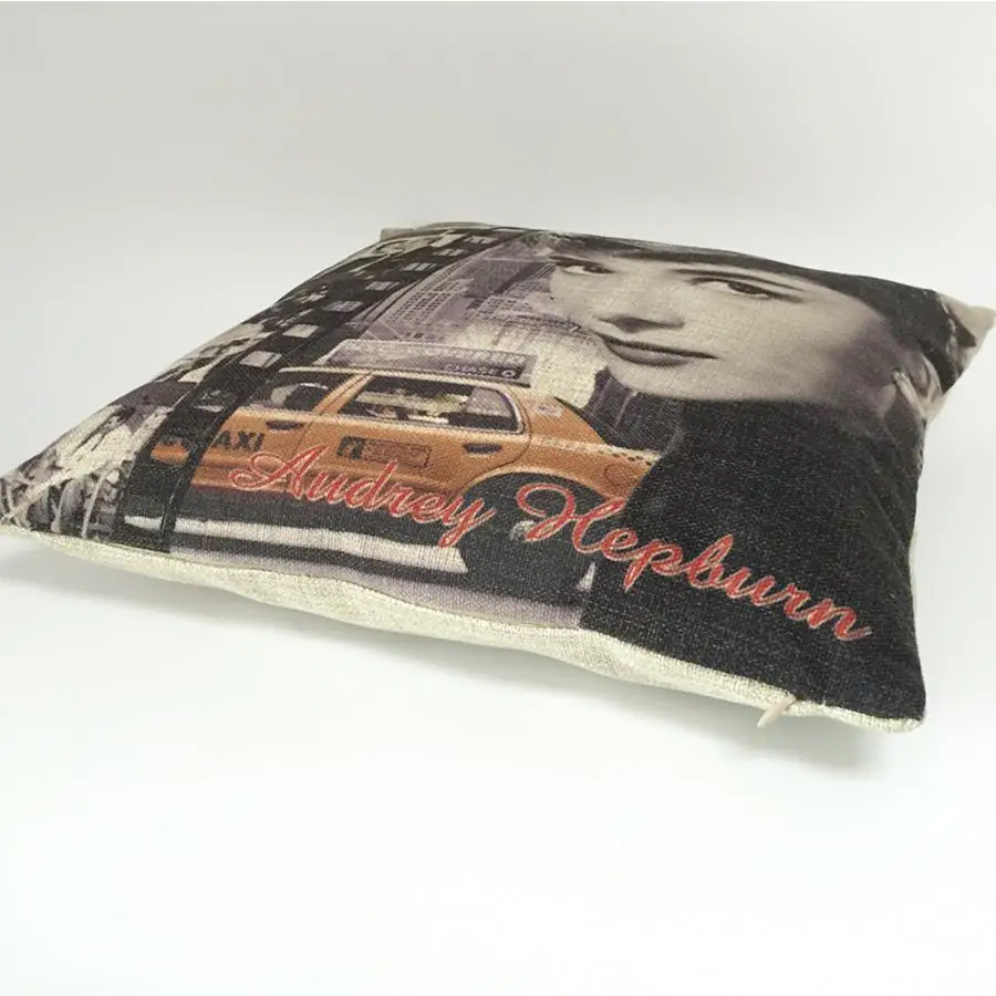 Retro tiras de Filme de Audrey Hepburn capa de almofada Hepburn fronha de Linho, fronhas de almofadas de decoração de casa de sofá cintura Travesseiros Imagem 1
