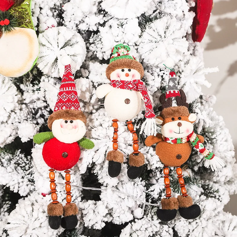 1pcs de Natal dos desenhos animados Bonitos Luminosa Papai Noel Boneco de neve Elk Suspensão Boneca Pingente Boneca Decorações Imagem 2