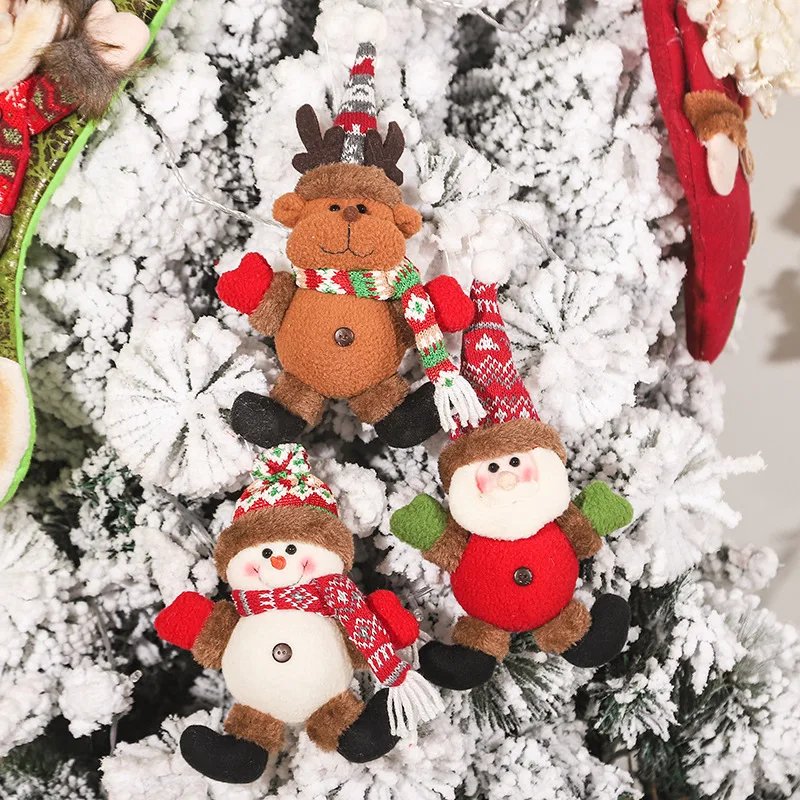 1pcs de Natal dos desenhos animados Bonitos Luminosa Papai Noel Boneco de neve Elk Suspensão Boneca Pingente Boneca Decorações Imagem 4
