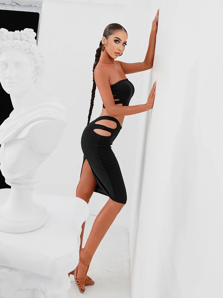 O mais novo barato preto marrom latina saia vestido salsa Samba tango latina blusa latina superior 2218 Imagem 1
