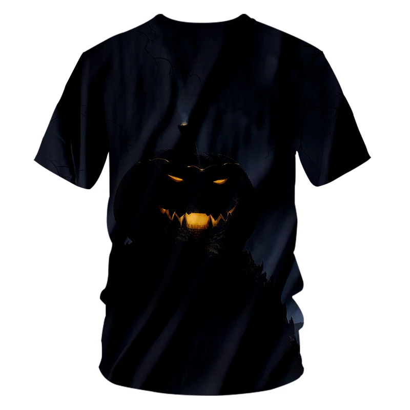 CJLM de Halloween de Novo Gótico Homens Elastano T-Shirt em 3D O Pescoço Camiseta Impressa Engraçado Abóbora Street Wear T-shirt Recomendo Imagem 1