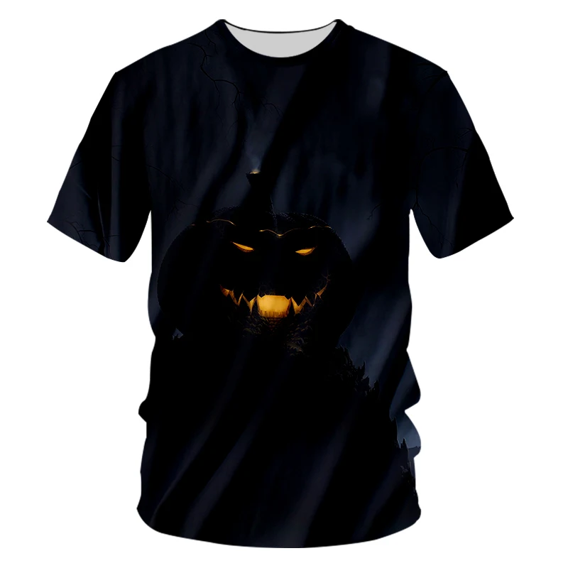 CJLM de Halloween de Novo Gótico Homens Elastano T-Shirt em 3D O Pescoço Camiseta Impressa Engraçado Abóbora Street Wear T-shirt Recomendo Imagem 2