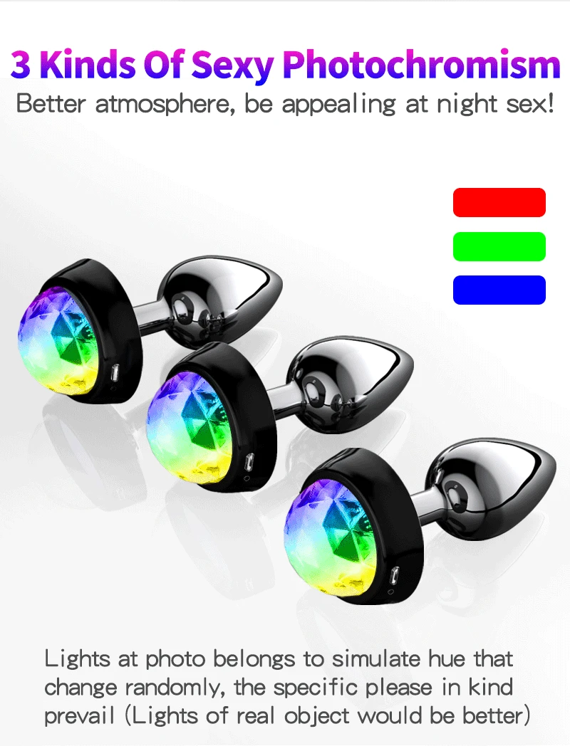 Controle de som de LED mudam de Cor de Metal Plug Anal Colorido Bunda Ânus Esferas Expansor Charechable Massageador de Próstata Adulto do Sexo Brinquedo Imagem 2