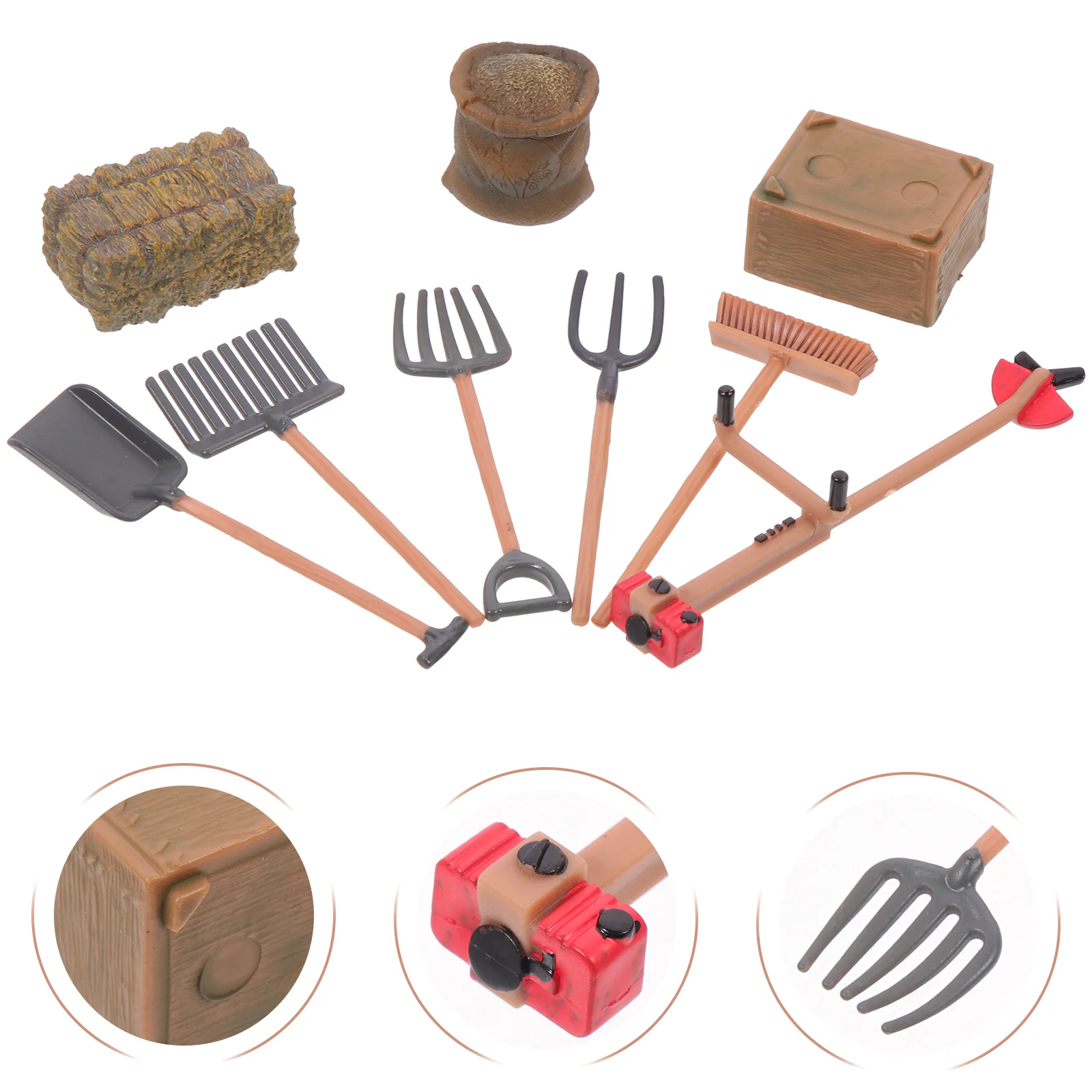 1 Conjunto de miniaturas de ferramentas agrícolas Mini Fazenda Ferramenta Mini Casa Ferramenta de Jardim para Crianças Imagem 4