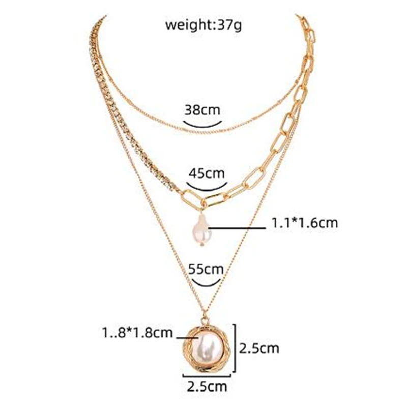 novo clássico de cristal cadeia gargantilhas colar para mulheres redonda de metal prateado de multi camadas correntes colares de jóias de moda presentes Imagem 1