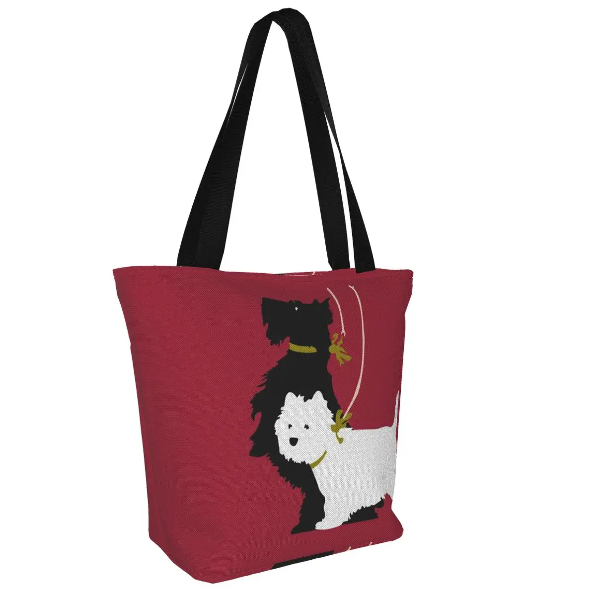 Bonito Impressão Gráfica Eco Sacola de Compras para os Amantes de Cães Westie Tote Harajuku Shopper Bag Mulheres Terrier Escocês Saco de Ombro Feminino Imagem 1