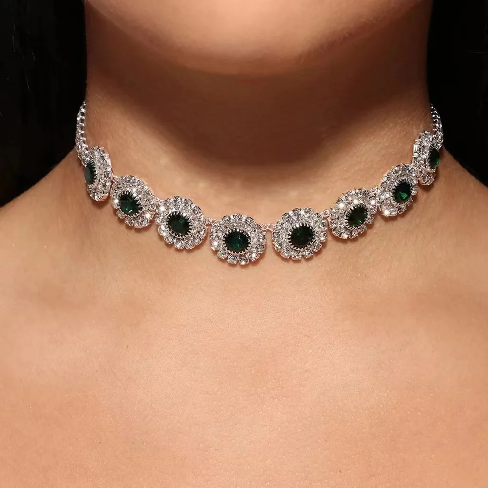 Moda de alta qualidade multi-linha Strass pingente gota de água no pescoço suporte colar colar de jóias para as meninas de cristal de luxo neckl Imagem 3