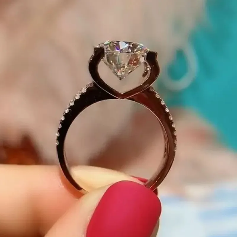 WUKALO de Luxo Embutidos CZ Pedra Feminino Anéis Lindos Anéis de Noivado para Namorada Aniversário, Presente de Amor na Moda Jóias de Casamento Imagem 1