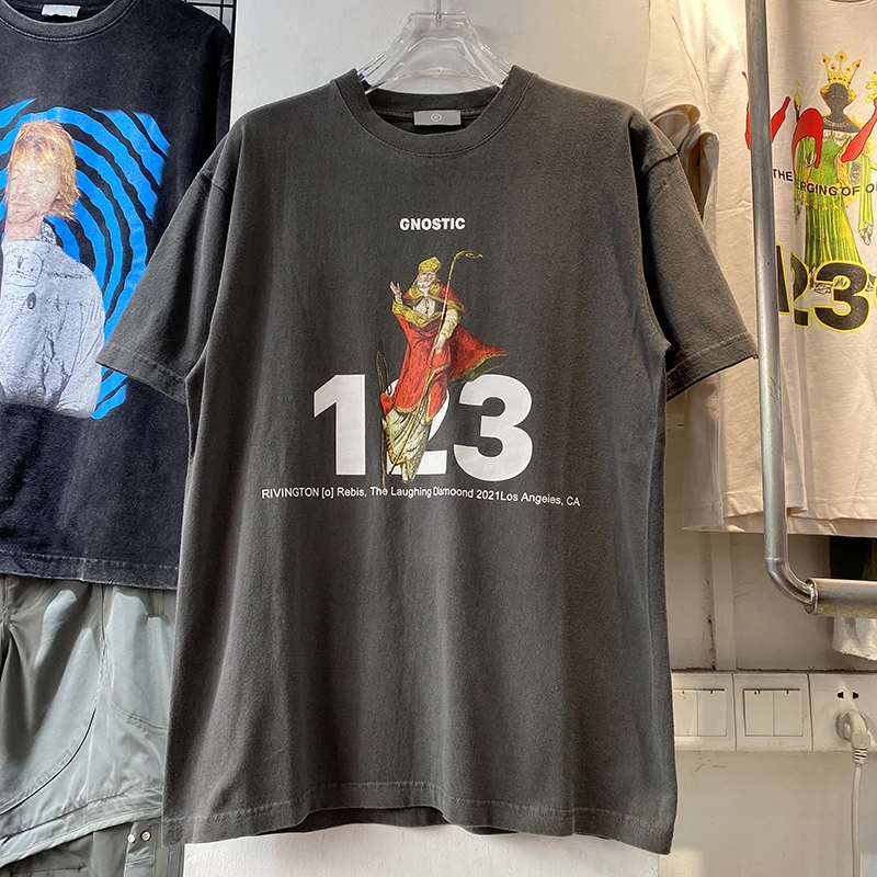 Puff Impressão RRR123 Fashion T-Shirt dos Homens 1:1 Grande Qualidade 2022ss RRR123 Mulheres T-Shirt de grandes dimensões camiseta de Manga Curta Estilo de Verão Imagem 2
