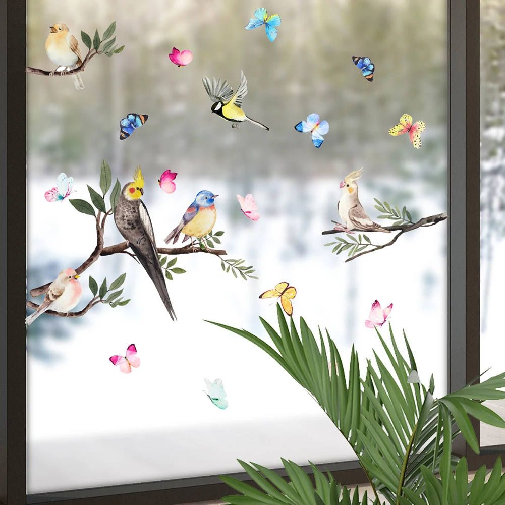 A Janela De Vidro Adesivo Não-Adesivo De Aves Decalques Decorativos De Vidro Cobrindo Estático Fosco Janela De Adesivos Para Decoração De Casa Adesivo Imagem 3