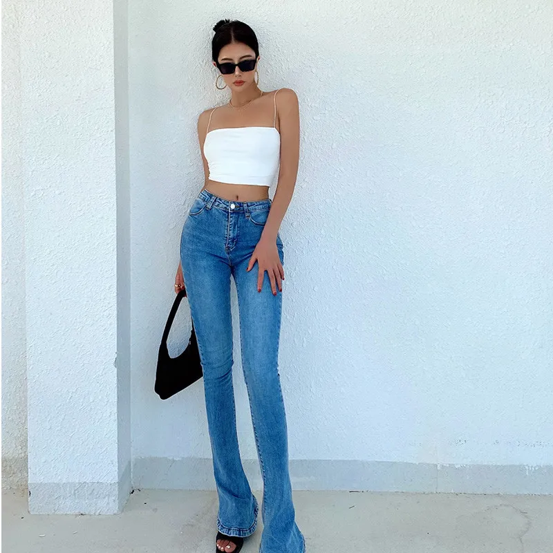 Mulher Chique Jeans de Cintura Alta Slim Stretch Denim, Calças Skinny 2022 Feminina Rua Y2k Mãe Jeans Imagem 1