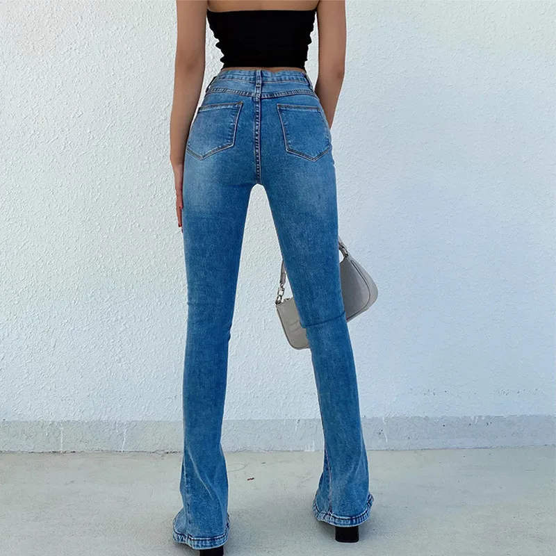 Mulher Chique Jeans de Cintura Alta Slim Stretch Denim, Calças Skinny 2022 Feminina Rua Y2k Mãe Jeans Imagem 2