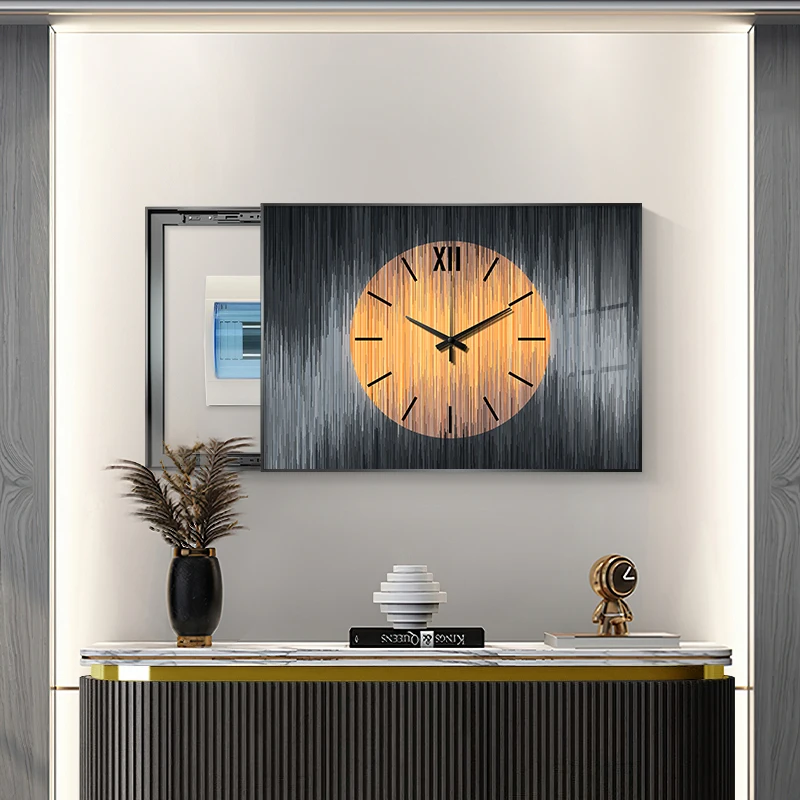 2022 Luz de luxo de caixa de contador pintura decorativa com relógio de puxar e empurrar para o bloco de sala de estar caixa do interruptor pendurado de pintura Imagem 3