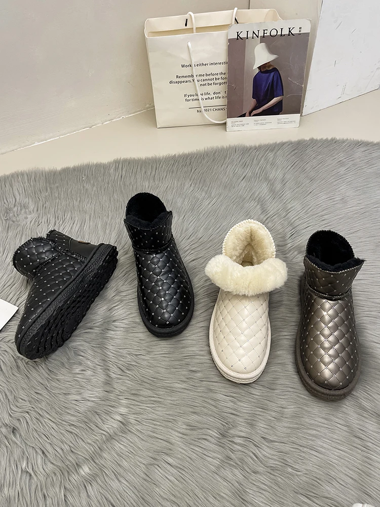 Sapatos das mulheres Botas de Neve de 2022 Nova de Outono e de Inverno Impermeável, Anti-derrapante de Pelúcia Quente Frisado Sapatos de Algodão Imagem 1