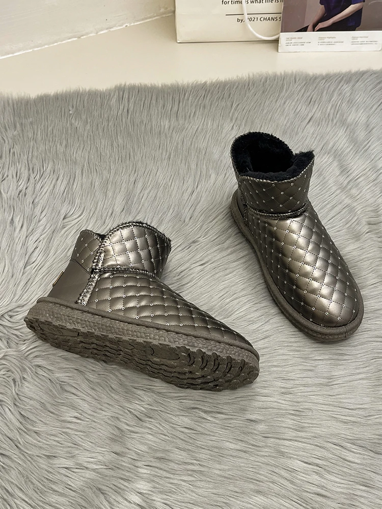 Sapatos das mulheres Botas de Neve de 2022 Nova de Outono e de Inverno Impermeável, Anti-derrapante de Pelúcia Quente Frisado Sapatos de Algodão Imagem 2
