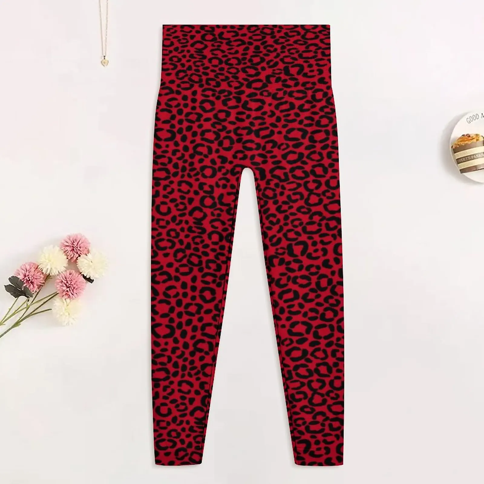 Vermelho E Preto Leopardo Perfeita Perneiras De Pele De Animal Print Ginásio Calças De Yoga Push-Up Elástico Meia-Calça Esporte Feminino Engraçado Leggins Imagem 2