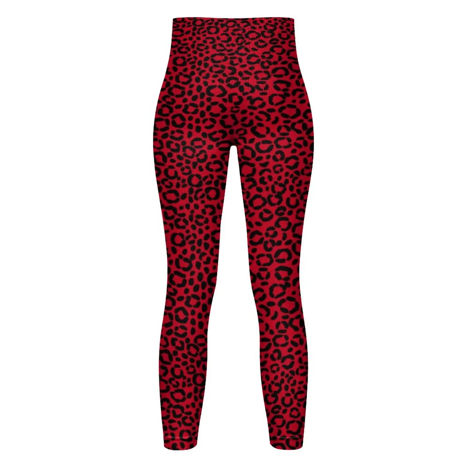Vermelho E Preto Leopardo Perfeita Perneiras De Pele De Animal Print Ginásio Calças De Yoga Push-Up Elástico Meia-Calça Esporte Feminino Engraçado Leggins Imagem 4