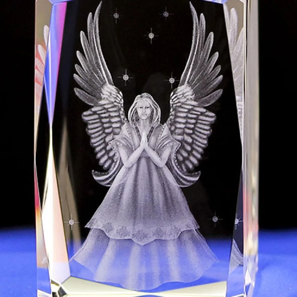 Cristal transparente 3D Esculpida Anjo da guarda de Artesanato de Vidro, Enfeites de Bonecos Festa de Casamento Presentes Sala de estar Decoração de Casa Imagem 2