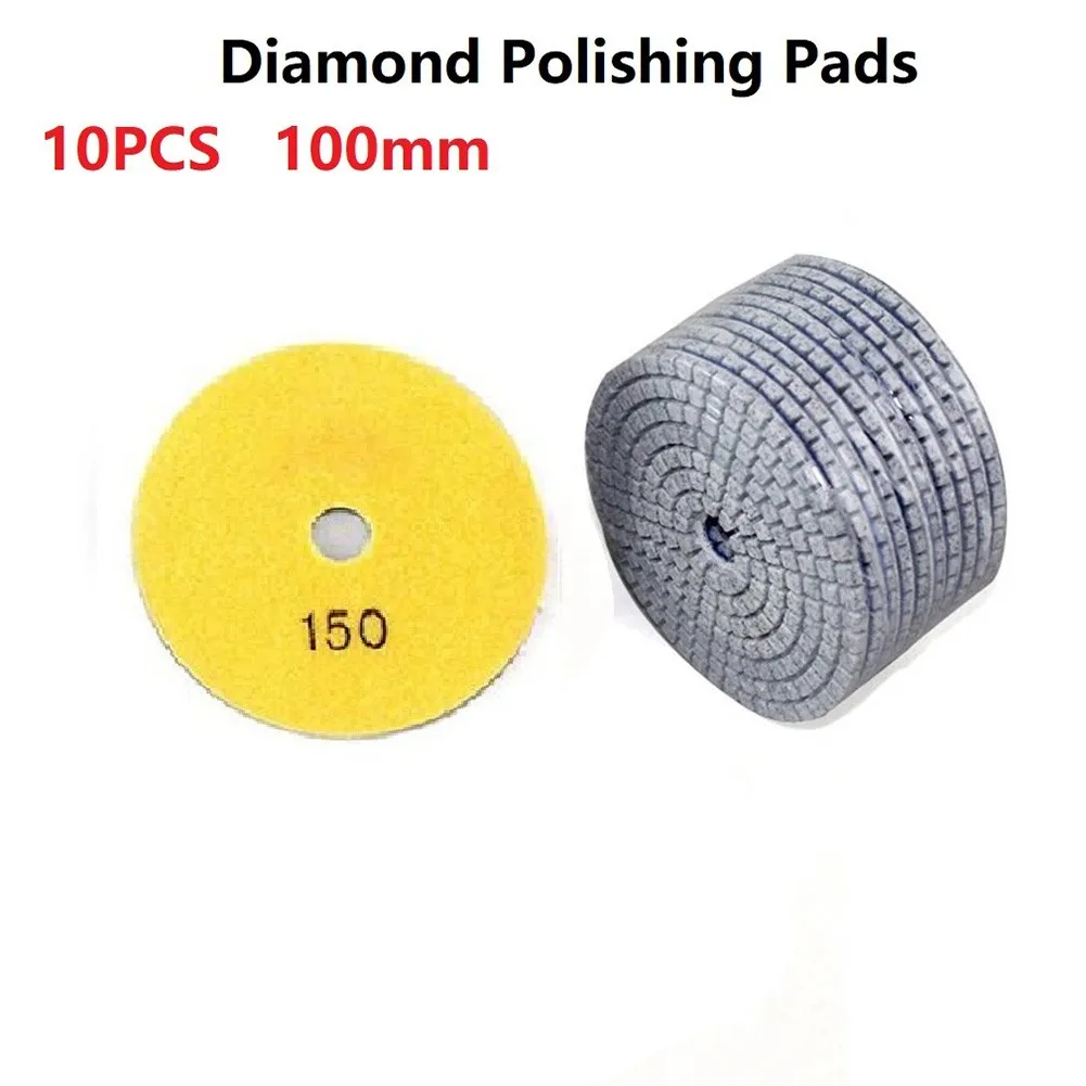 10pcs Diamante Almofadas de Polimento 4inch 100mm Molhado/Seco Apropriado Para Pedra de Granito de Moagem Disco de Polimento de Concreto, Mármore Imagem 2