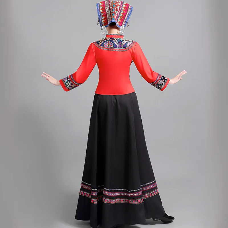 Novo Pesados Lndustry Headwear Vestido Bordado Conjunto de Minoria Étnica de Dança de Desempenho Imagem 5