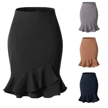 Mulheres Coreano Saia Lápis 2022 Moda Elegante Cintura Alta Plissado Saia Preta Senhoras Sexy Novo Tom De Cinza Saia Jupe 1