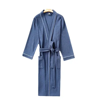 Algodão Roupão de banho Casal Quimono Japonês Longo de Vestir Vestido Com Cinto V-neck Pocket Primavera, Outono Hotel Sleepwear 2