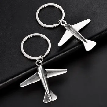 Aviões do Keychain do avião de modelagem de prata antiga Cor chave da Cadeia de Chave do Carro do Anel pingente pequenos presentes K2399 2