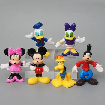 6 Pcs/Set Disney Mickey&Minnie Mouse Figuras de Ação Boneca Brinquedo dos desenhos animados do Cão Pateta do PVC de Decoração do Bolo de Presente de Natal para Crianças 1
