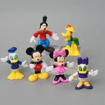 6 Pcs/Set Disney Mickey&Minnie Mouse Figuras de Ação Boneca Brinquedo dos desenhos animados do Cão Pateta do PVC de Decoração do Bolo de Presente de Natal para Crianças 2