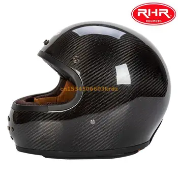 Alta qualidade de FIBRA de CARBONO profissional capacete integral para retro motocicletas, capacetes de protecção para a corrida de karts e 2