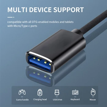 2 em 1 OTG Cabo de Adaptador de malha de Nylon 3.0 USB para Micro USB Tipo C de Dados de Sincronização Adaptador para Huawei para o MacBook e do Disco de U OTG 1
