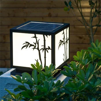 Exterior Post Lâmpadas de Parede de Luz Com Controle Remoto Solar Moderno Impermeável do DIODO emissor de luz IP65 Para o Jardim de Casa 2