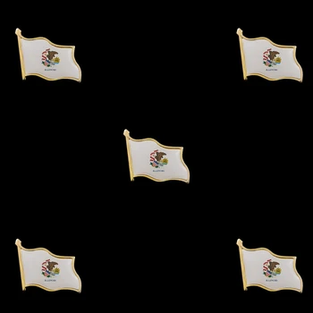 5PCS Estado Americano de Illinois, Banhado a Ouro Bandeira do Estado Pin Chapéu de Empate Orçada Emblema Pinos Broche 1