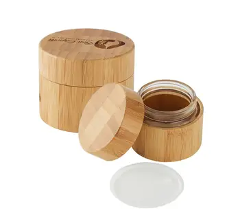 5pcs por grosso de madeira personalizado frasco de creme para frascos de cosméticos reciclado com bambu, potes e tampas de embalagem de 30 g 50 g de Bambu Topo 1