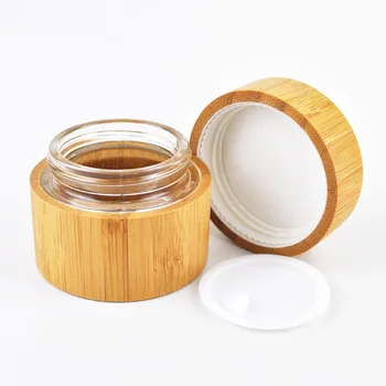 5pcs por grosso de madeira personalizado frasco de creme para frascos de cosméticos reciclado com bambu, potes e tampas de embalagem de 30 g 50 g de Bambu Topo 2