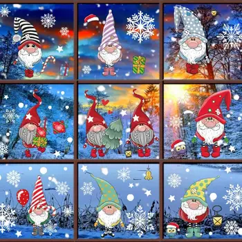 2022 Arte Decalque Removível Papai Noel de Natal de PVC Adesivos de Decoração de Casa Enfeites de Natal Adesivo do Vidro da Janela Decoração 1