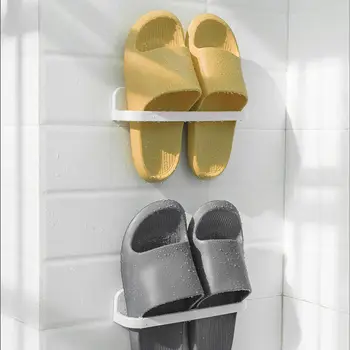Simples Chinelo Prateleira da casa de Banho de Sucção na Parede Wc Sapatos Livre do Dispositivo de Armazenamento de Perfuração Wc sapateira 2