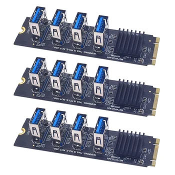 3PCS M. 2 NVME CHAVE-M 4-Porta do Adaptador PCI-E Slot para Cartão de 1 A 4 USB3.0 Placa Gráfica Placa de Expansão M. 2 PCIE Placa Riser 1