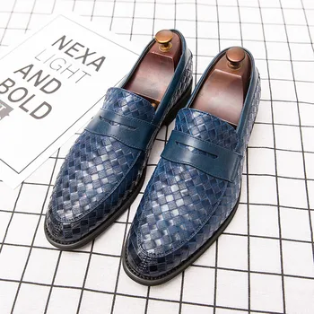 2020 Homens italianos de Couro Genuíno Sapatos Casuais Marca de Deslizamento Em Sapatos de Luxo Homens Sapatos Mocassins azul Castanho preto Condução Sapatos 1