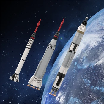 Gobricks MOC Gemini Foguete Saturno V Escala de Modelo de Bloco de Construção de Kit Ultimate Espacial Soyuz Foguete Coleção 1:110 Escala de Brinquedos Criança 2